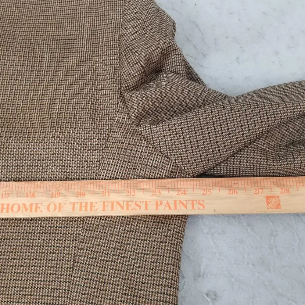Chaps Blazer Mens 46R Brown Check Wool Sport Coat Jacket Two Button‎ Notch Lapel